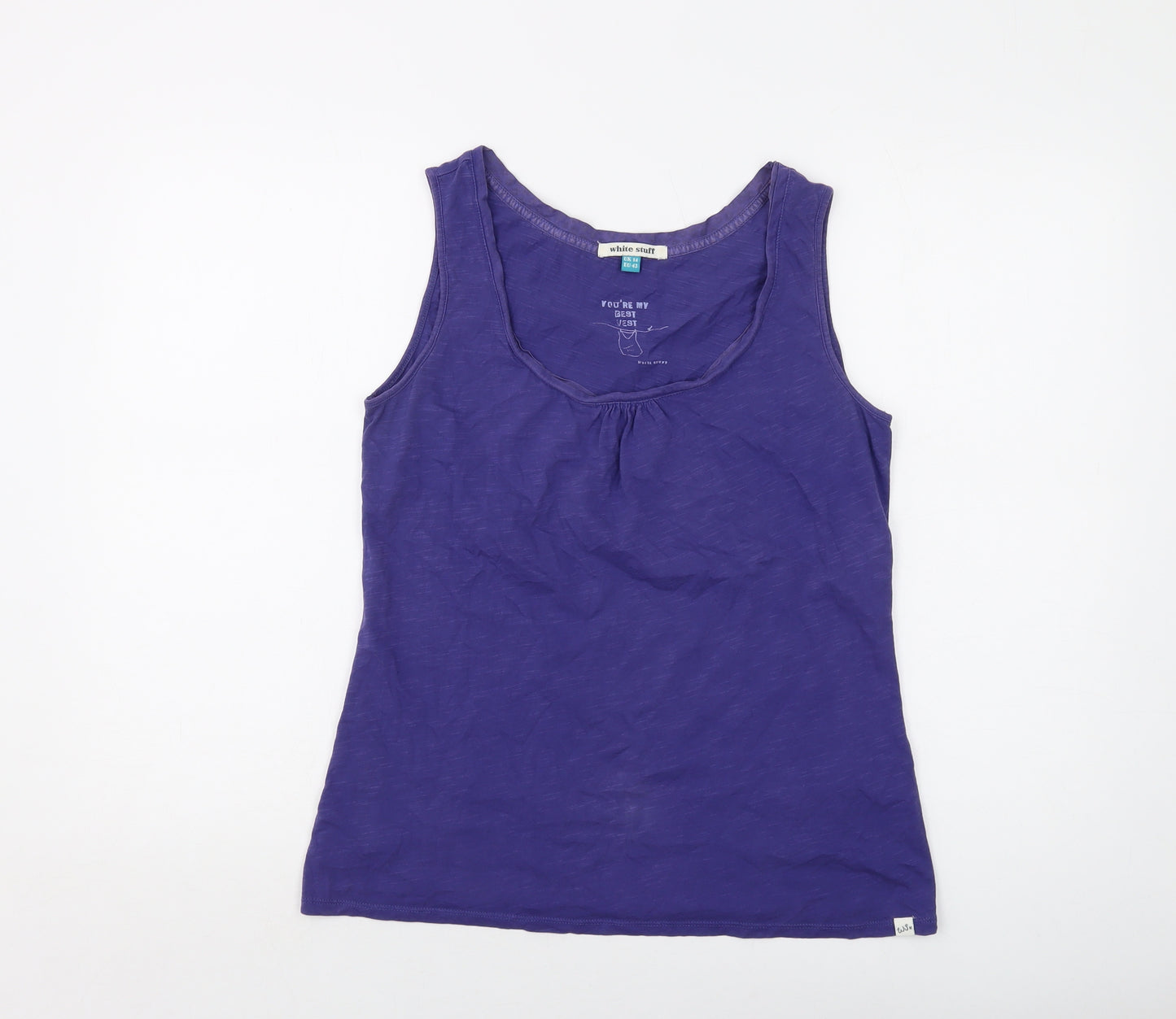 White Stuff Womens Purple Cotton Basic Tank Size 14 Boat Neck