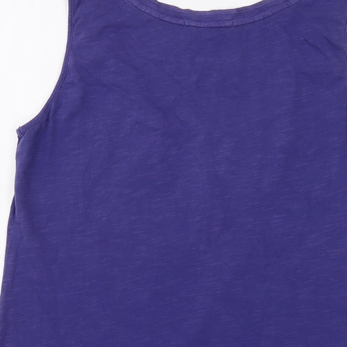 White Stuff Womens Purple Cotton Basic Tank Size 14 Boat Neck