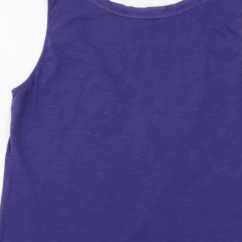 White Stuff Womens Purple Cotton Basic Tank Size 14 Boat Neck