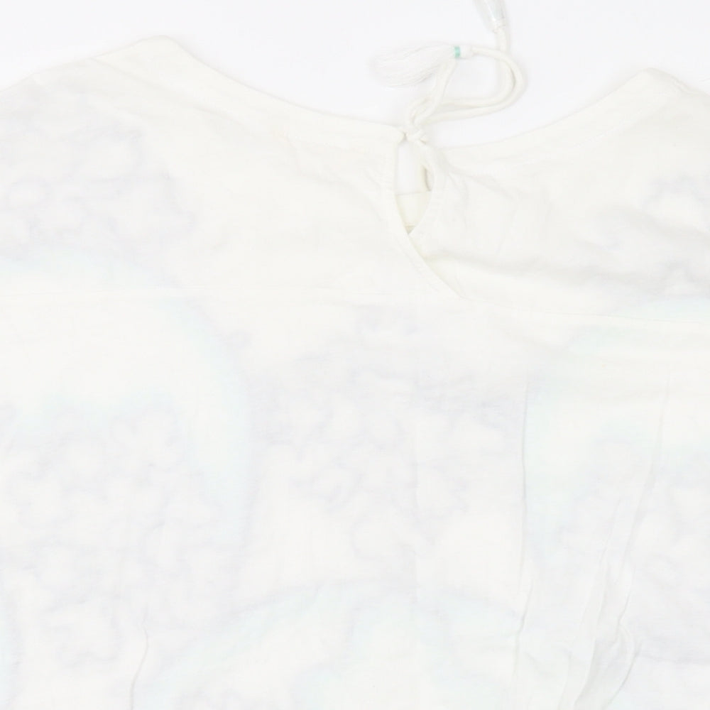 White Stuff Womens Ivory Geometric Cotton Basic T-Shirt Size 18 Round Neck