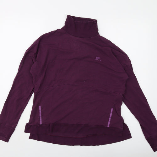 Kalenji Womens Purple Modal Basic T-Shirt Size M Mock Neck Pullover