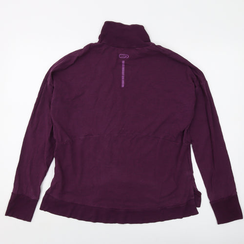 Kalenji Womens Purple Modal Basic T-Shirt Size M Mock Neck Pullover