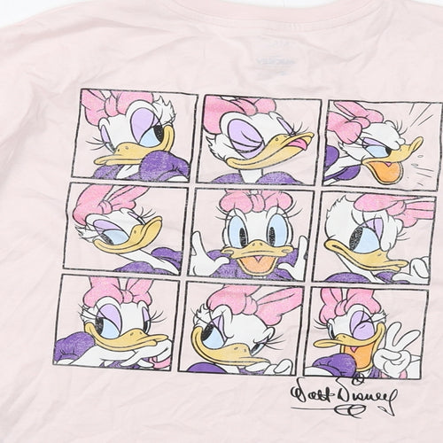 Disney Girls Pink Cotton Basic T-Shirt Size 9-10 Years Crew Neck Pullover - Daisy Duck