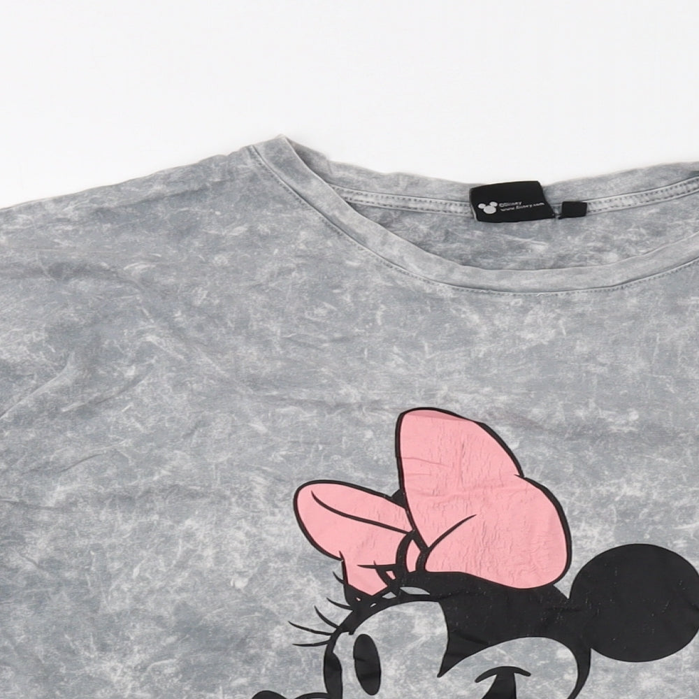 Disney Womens Grey Cotton Basic T-Shirt Size 18 Crew Neck - Minnie Mouse