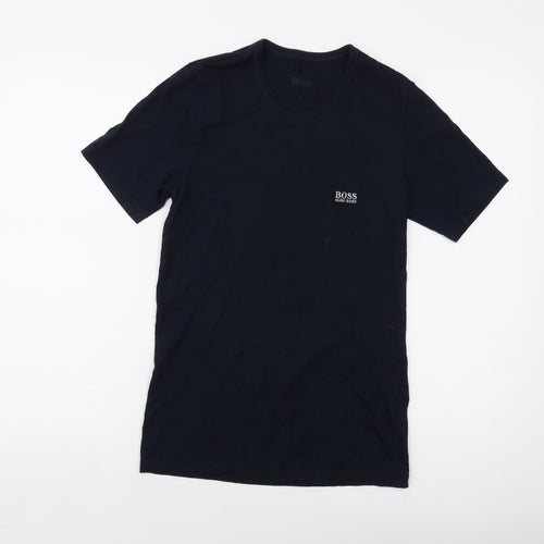 Boss Mens Blue Cotton T-Shirt Size S Crew Neck