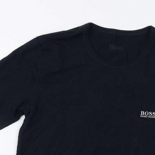 Boss Mens Blue Cotton T-Shirt Size S Crew Neck