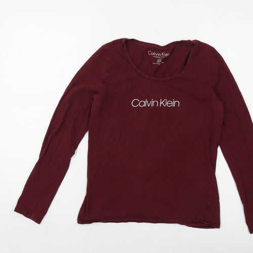 Calvin Klein Womens Red Cotton Basic T-Shirt Size M Round Neck
