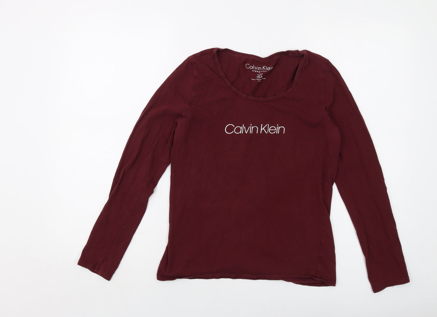 Calvin Klein Womens Red Cotton Basic T-Shirt Size M Round Neck