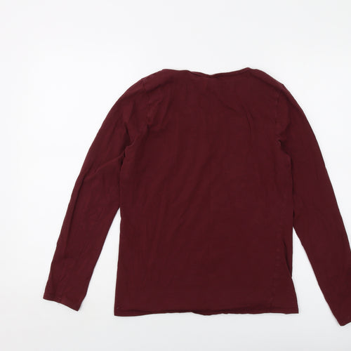 Calvin Klein Womens Red Cotton Basic T-Shirt Size M Round Neck