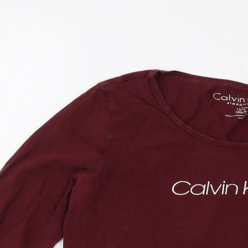 Calvin Klein Womens Red Cotton Basic T-Shirt Size M Round Neck