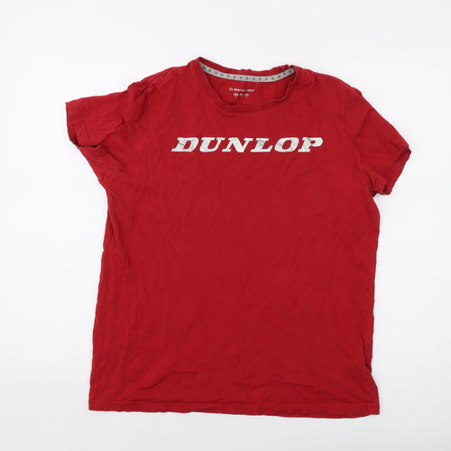 Dunlop Mens Red Cotton T-Shirt Size S Crew Neck