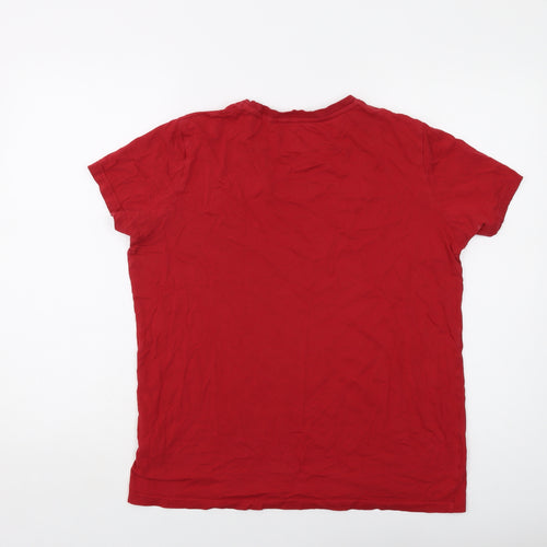 Dunlop Mens Red Cotton T-Shirt Size S Crew Neck