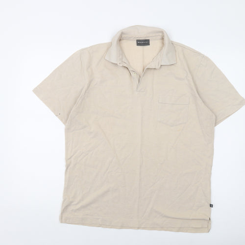 Mario Barutti Mens Beige Cotton Polo Size M Collared Button