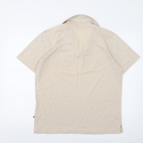 Mario Barutti Mens Beige Cotton Polo Size M Collared Button