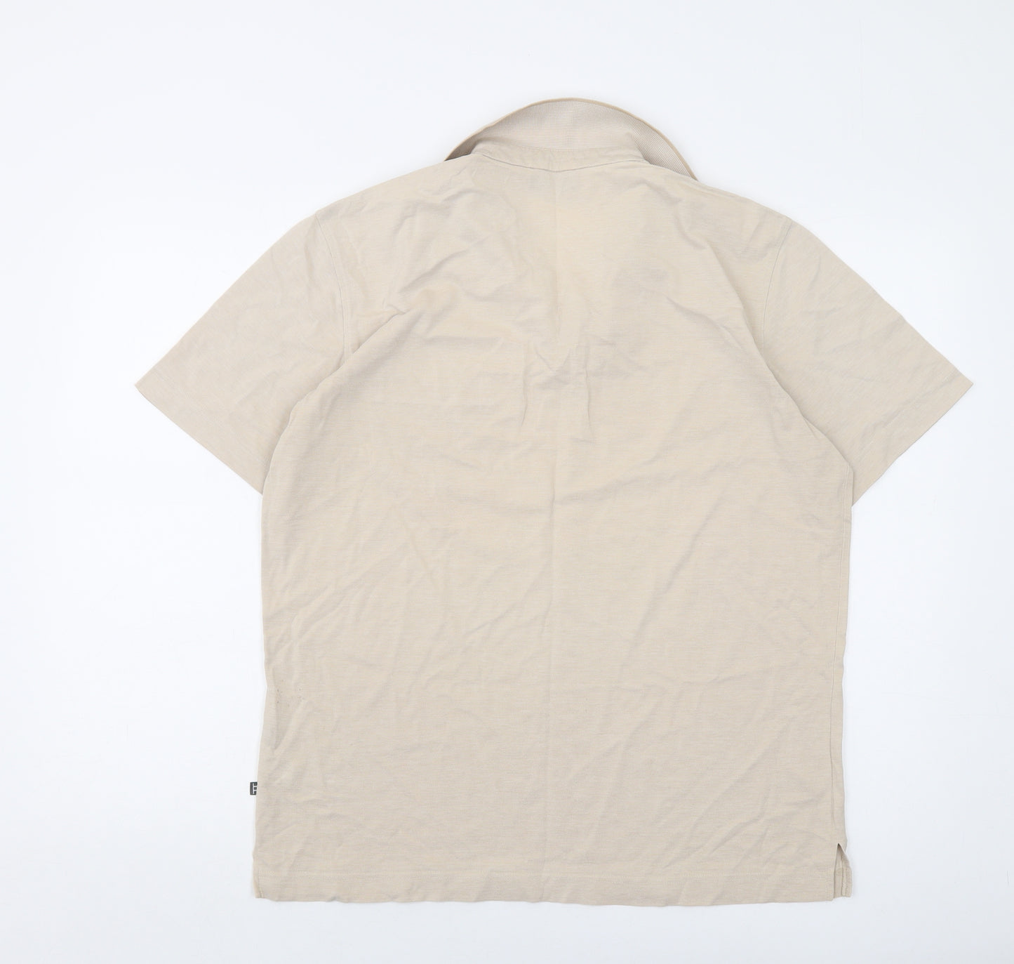 Mario Barutti Mens Beige Cotton Polo Size M Collared Button