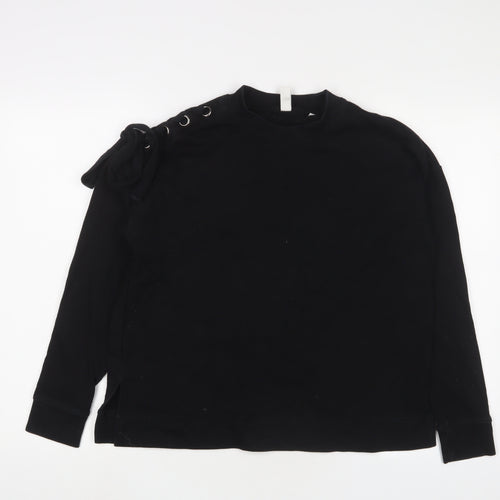 And/Or Womens Black Cotton Pullover Sweatshirt Size 10 Pullover