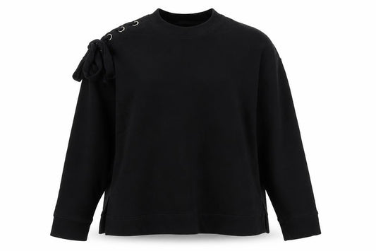 Front view of And/Or women’s black cotton pullover sweatshirt, size UK 10, pullover