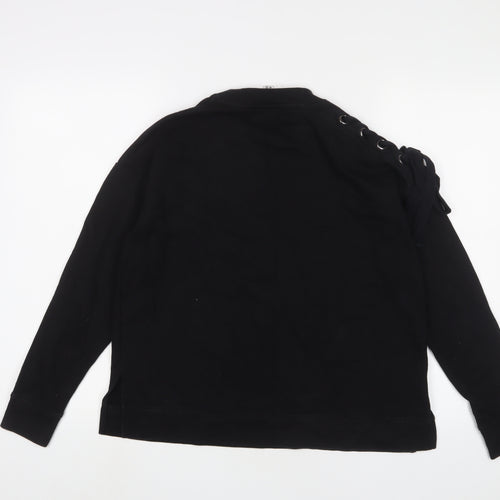 And/Or Womens Black Cotton Pullover Sweatshirt Size 10 Pullover