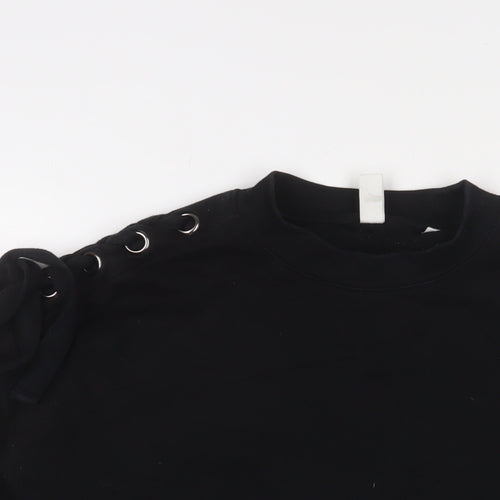 And/Or Womens Black Cotton Pullover Sweatshirt Size 10 Pullover
