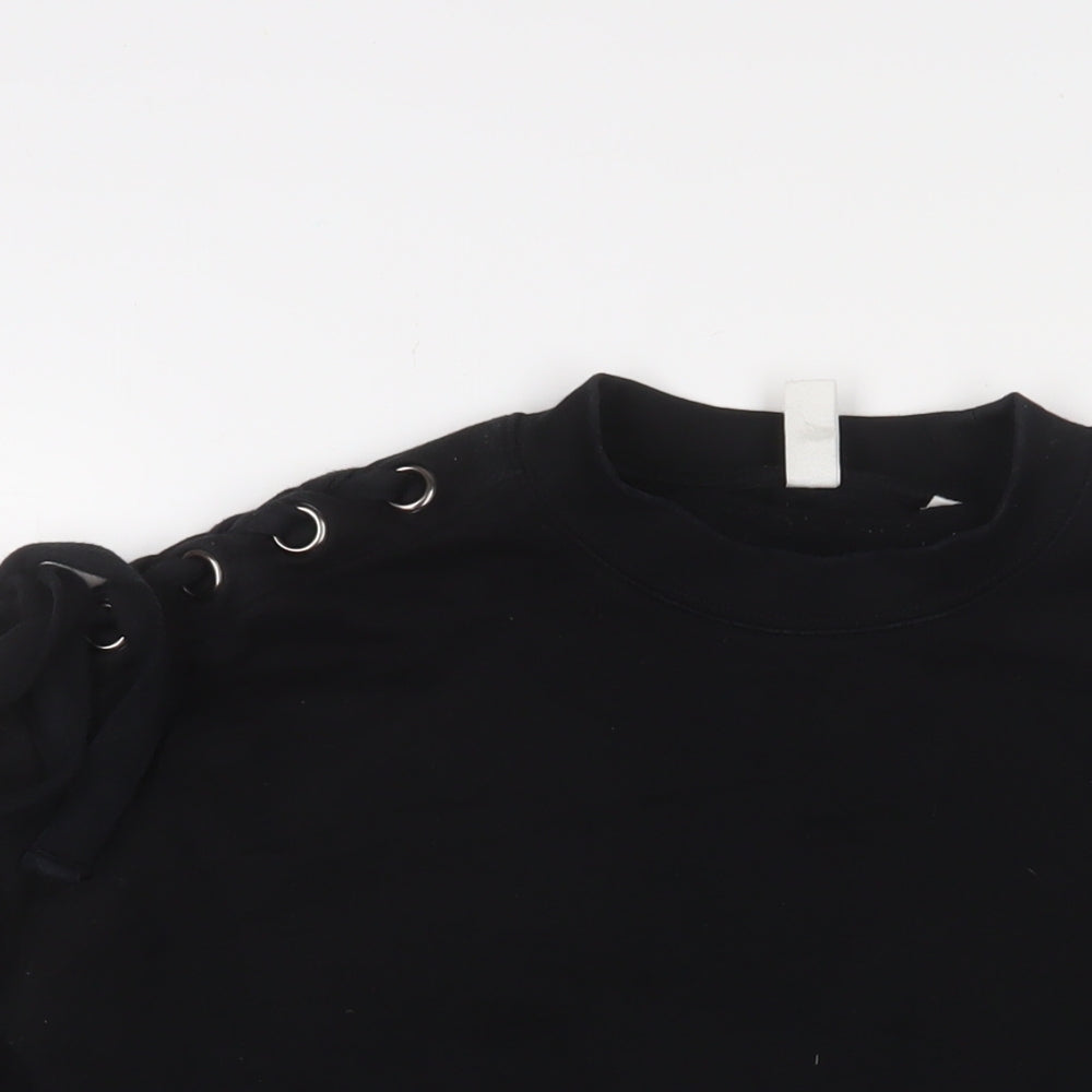 And/Or Womens Black Cotton Pullover Sweatshirt Size 10 Pullover