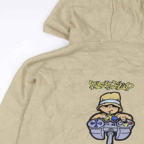 Kickflip Boys Beige Acrylic Pullover Hoodie Size 13 Years Pullover - Logo, Embroidered