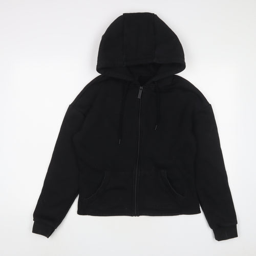 USA Pro Womens Black Cotton Full Zip Hoodie Size 10 Zip - Logo, Embroidered