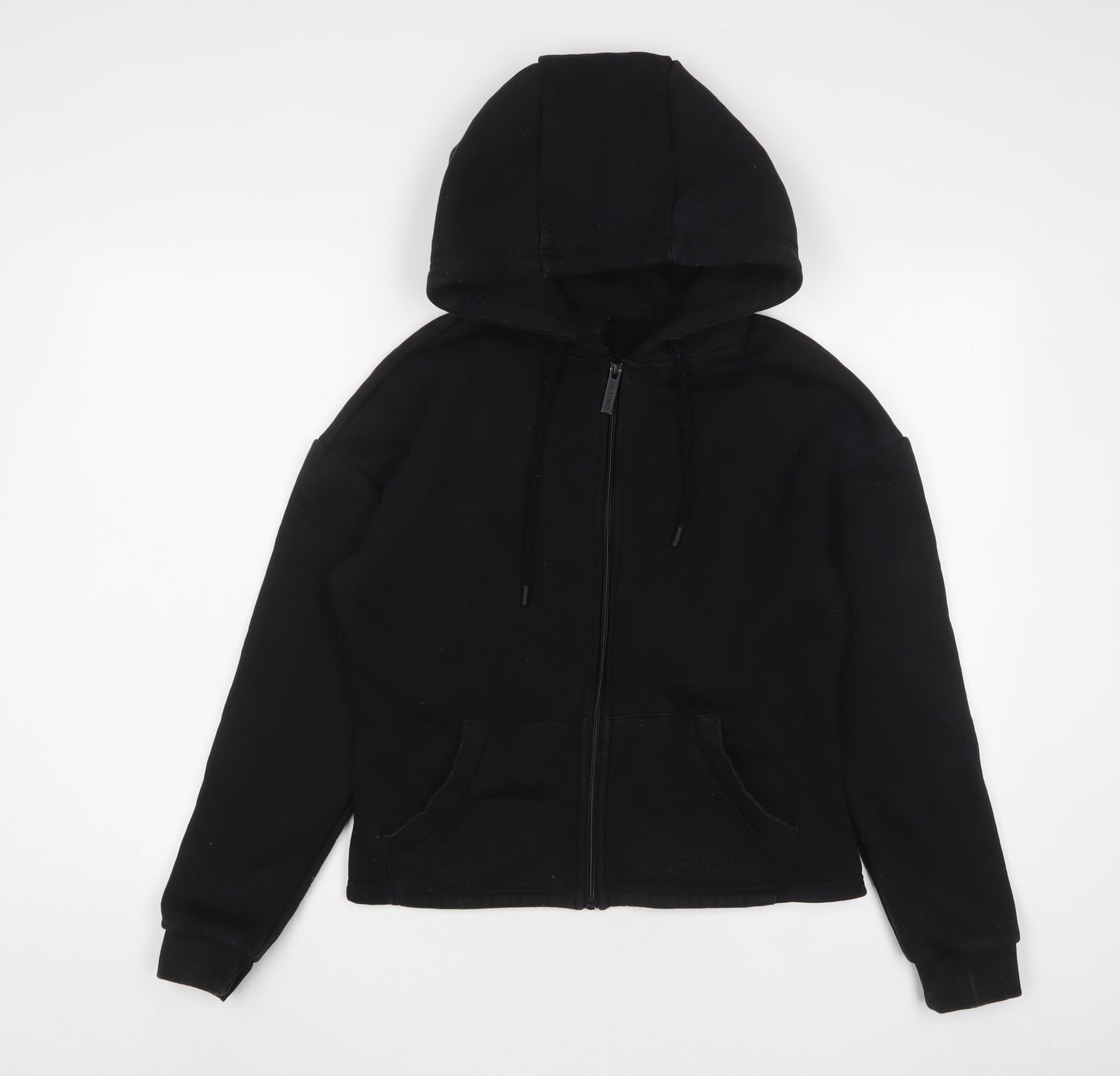 USA Pro Womens Black Cotton Full Zip Hoodie Size 10 Zip - Logo, Embroidered