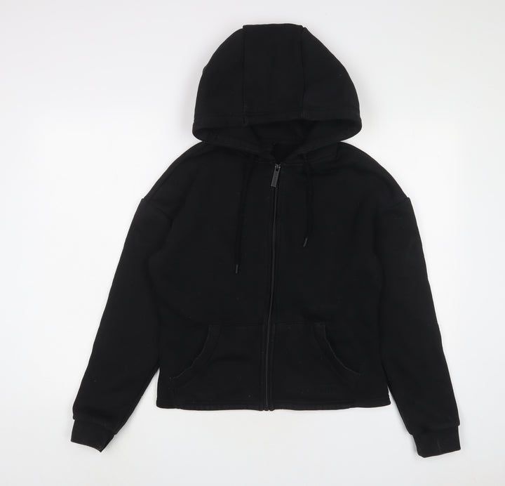 USA Pro Womens Black Cotton Full Zip Hoodie Size 10 Zip - Logo, Embroidered