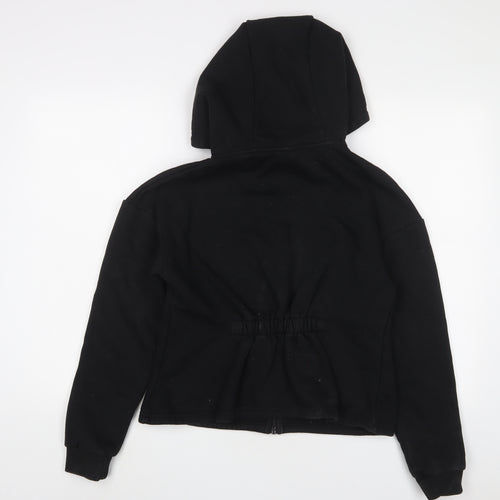 USA Pro Womens Black Cotton Full Zip Hoodie Size 10 Zip - Logo, Embroidered