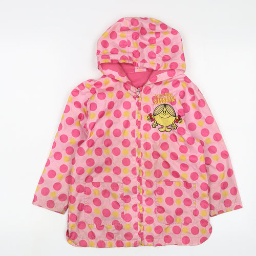 Little Miss Sunshne Girls Pink Geometric Jacket Size 5-6 Years Zip - Embroidered