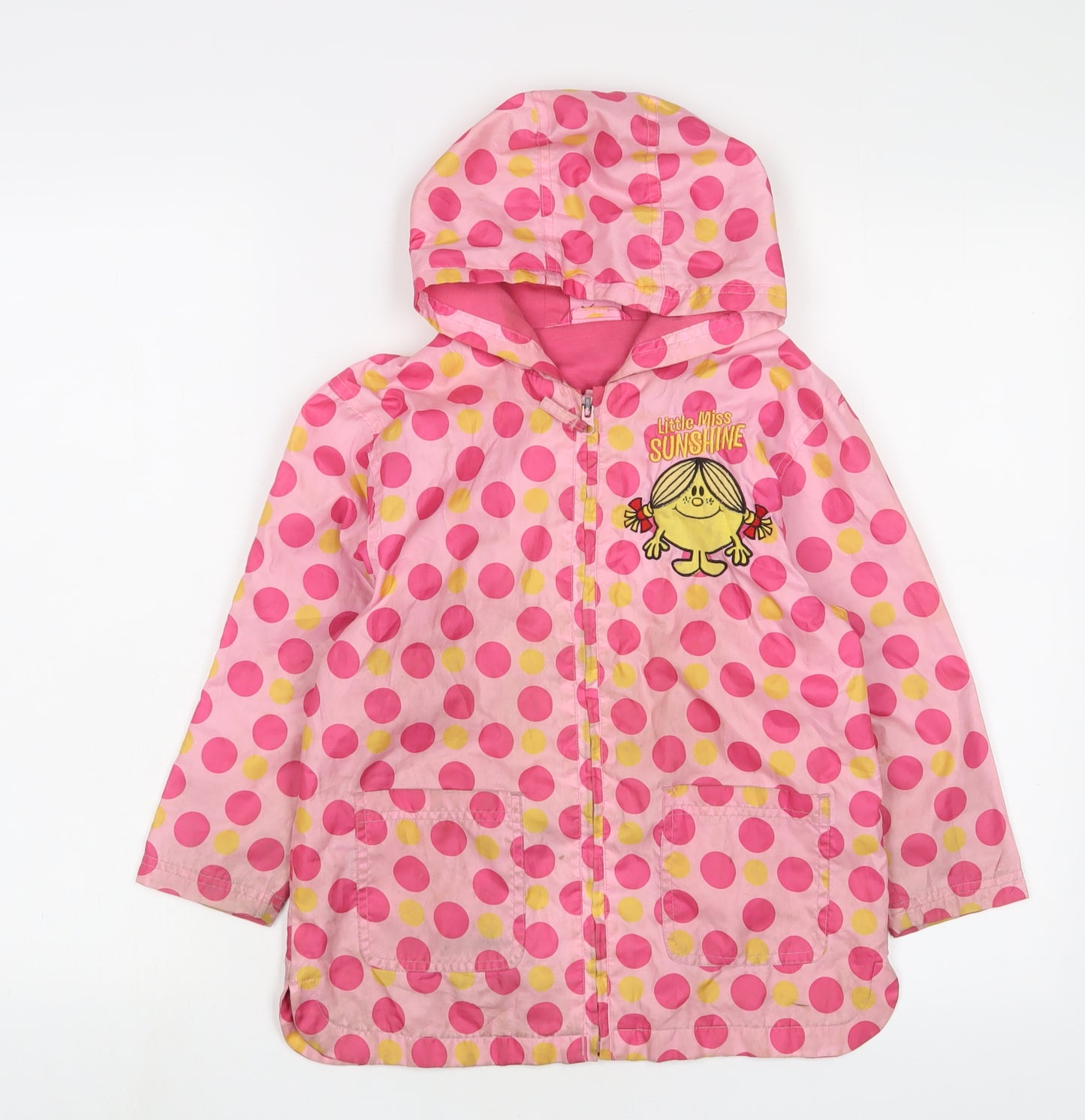 Little Miss Sunshne Girls Pink Geometric Jacket Size 5-6 Years Zip - Embroidered