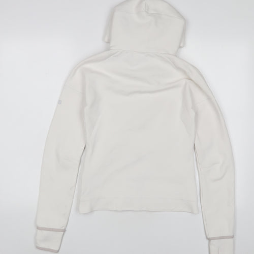 adidas Womens White Cotton Full Zip Hoodie Size XS Zip - Logo