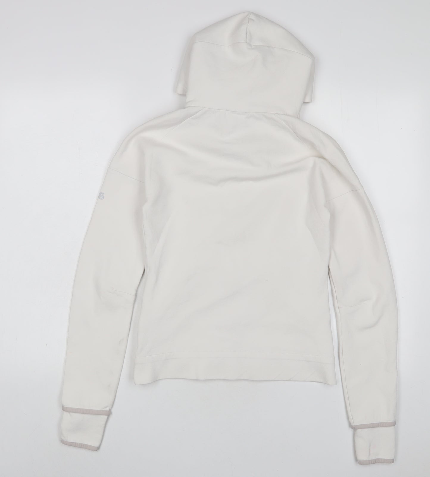adidas Womens White Cotton Full Zip Hoodie Size XS Zip - Logo