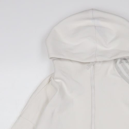 adidas Womens White Cotton Full Zip Hoodie Size XS Zip - Logo