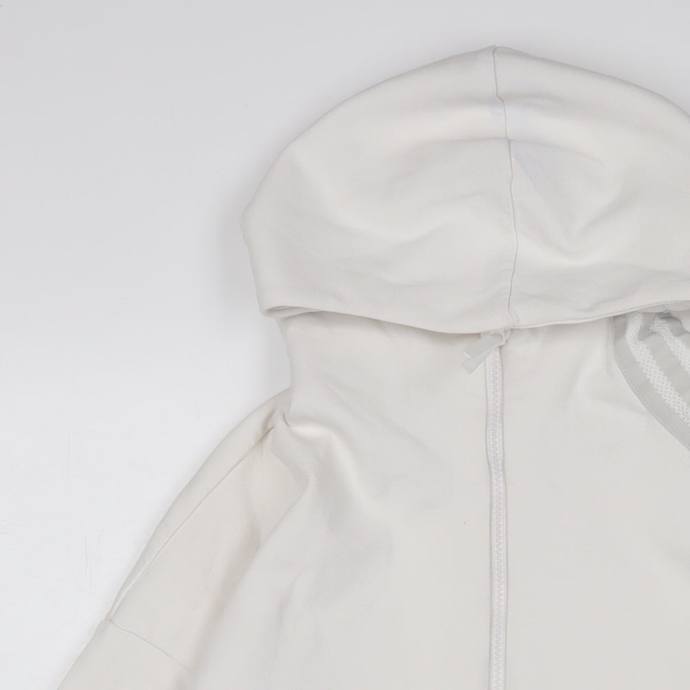 adidas Womens White Cotton Full Zip Hoodie Size XS Zip - Logo
