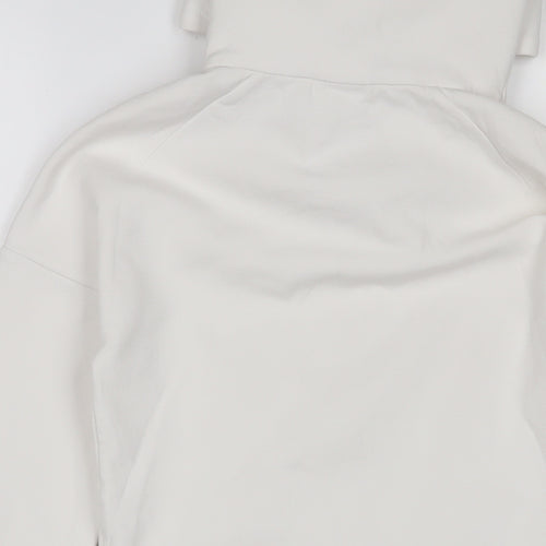 adidas Womens White Cotton Full Zip Hoodie Size XS Zip - Logo