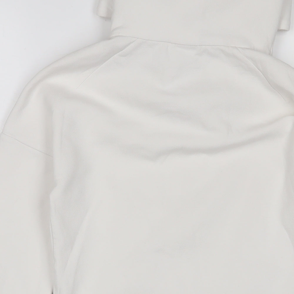 adidas Womens White Cotton Full Zip Hoodie Size XS Zip - Logo