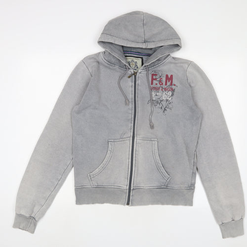 Fitzroy and Mason Womens Grey Cotton Full Zip Hoodie Size 16 Zip