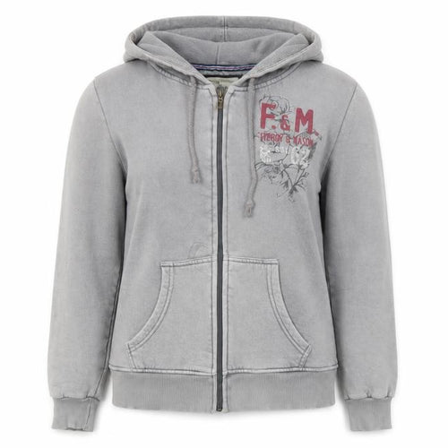Fitzroy and Mason Womens Grey Cotton Full Zip Hoodie Size 16 Zip
