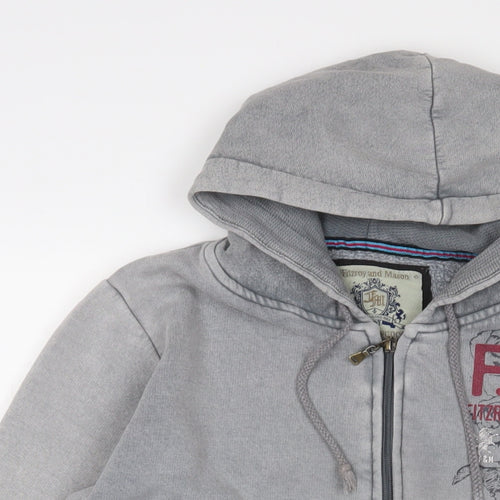 Fitzroy and Mason Womens Grey Cotton Full Zip Hoodie Size 16 Zip