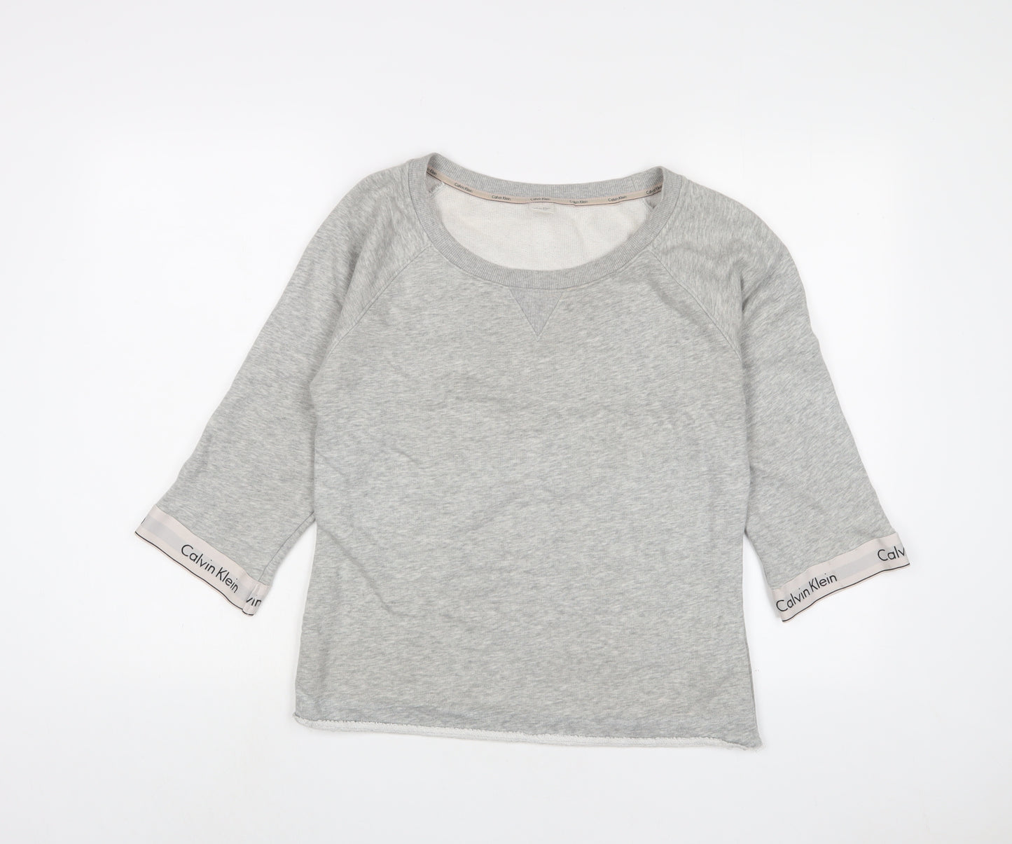 Calvin Klein Womens Grey Solid Cotton Top Pyjama Top Size L