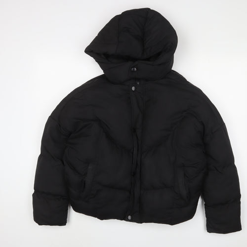 PRETTYLITTLETHING Womens Black Puffer Jacket Coat Size 4 Zip