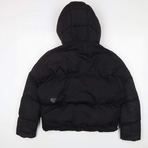 PRETTYLITTLETHING Womens Black Puffer Jacket Coat Size 4 Zip