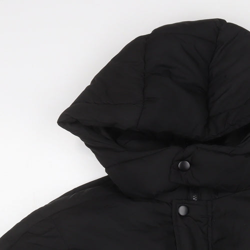 PRETTYLITTLETHING Womens Black Puffer Jacket Coat Size 4 Zip