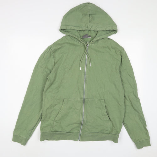 ASOS Mens Green Cotton Full Zip Hoodie Size XL