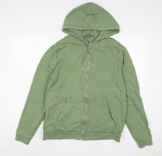 ASOS Mens Green Cotton Full Zip Hoodie Size XL