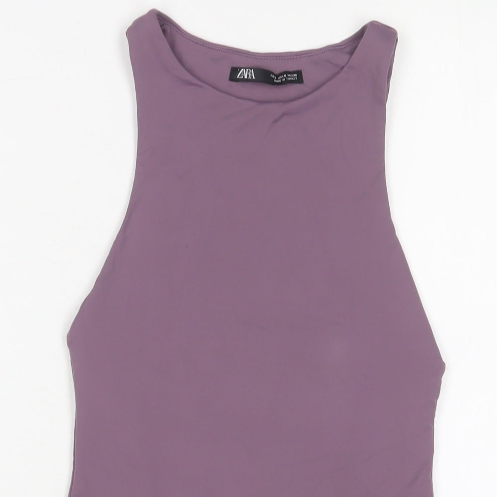 Zara Womens Purple Polyamide Bodysuit One-Piece Size S Snap