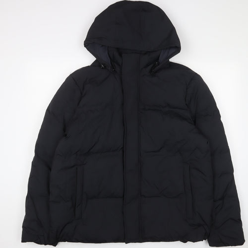Marks and Spencer Mens Black Quilted Coat Size XL Zip