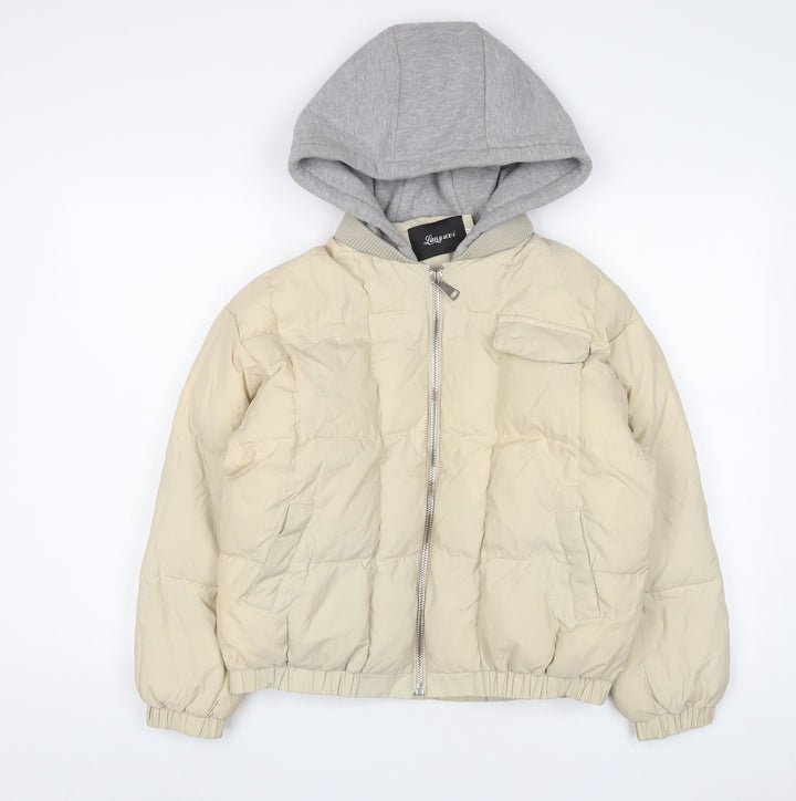 Lanyuxi Womens Beige Quilted Coat Size M Zip