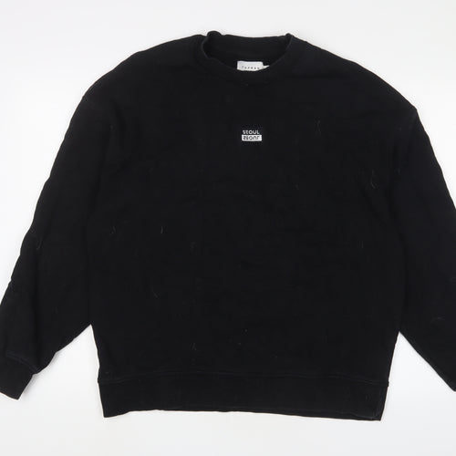 Topman Mens Black Cotton Pullover Sweatshirt Size L